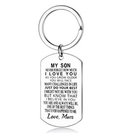 Nfyxcaz To My Son Keychain Son Gifts from Mum Graduation Gift for Son Inspirational Son Keychain Unique Gifts for Son Birthday Christmas Back to School Gifts for Son