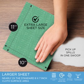 Swedish Dishcloths for Kitchen XL, 30 Sheet Roll, Biodegradable & Compostable, Reusable Paper Towel Cleaning Cloths, 11" x 10", No Odor, Washing Dishes, Ultra Absorbent Cellulose Sponge Towel, By LOLA