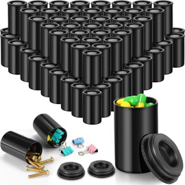 JOVITEC 100 Pieces Plastic Film Canister Holder 35 mm Empty Camera Reel Containers Storage Containers Case with Lids for Small Accessories Fish Hook Film Beads (Black)
