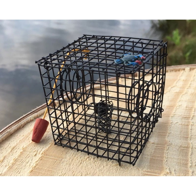 BLACKWAY BOAT MODELS MINIATURE CRAB TRAP, CRAB POT, BLACK, METAL
