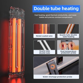 AQUASMITH Aquarium Heater,200W Fish Tank Heater,Suitable for 50-60 Gallon Fish Tank,Dual-chip Intelligent Temperature Control,Has a Variety of Intelligent Security Protection Functions