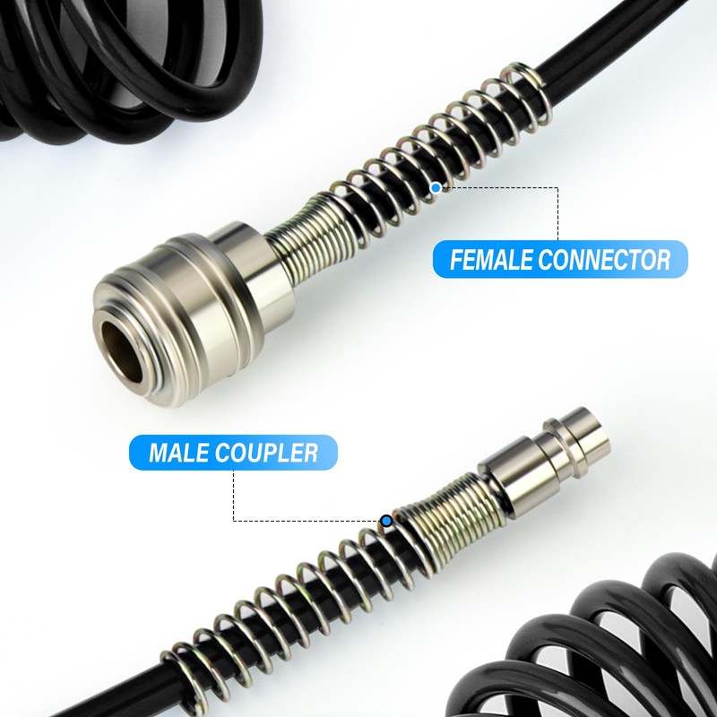 ERGAOBOY 1Pcs 8mm Polyurethane Air Compressor Hose, 10m Black Retractable
