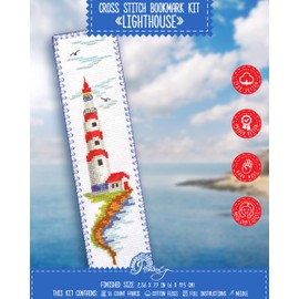 Povitrulya Counted Cross Stitch Kit - DIY Kits for Adults or Kids - Funny Embroidery Bookmark - Easy to Use - Craft Collection - Lighthouse
