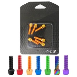 LEAUNGYOO Set of 6 Stainless Steel Titanium-Plated Hex Socket Bicycle Bolts for Bike Stems, Hex Bolts for Stems, Including Washers, Tapered Head, M5x18mm, M5x23mm, Bicycle and Motorcycle Wheel License