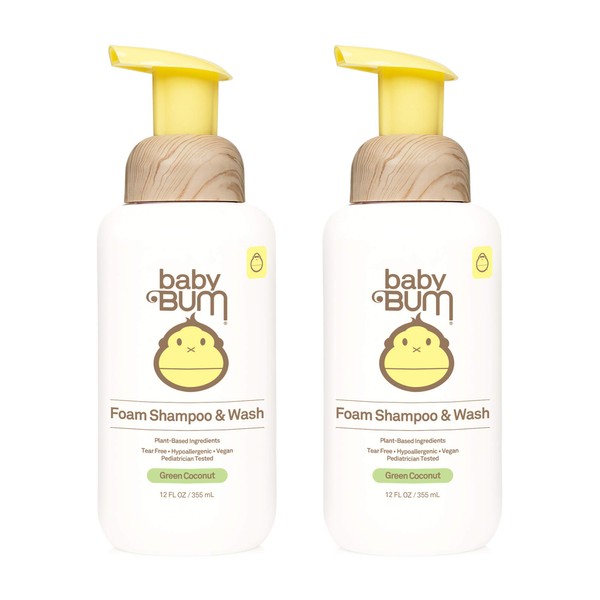 Baby Bum Shampoo & Body Wash | Natural Fragrance | Tear Free Foaming Soap for Sensitive Skin with Nourishing Coconut Oil | 12 Ounce | Pack of 2