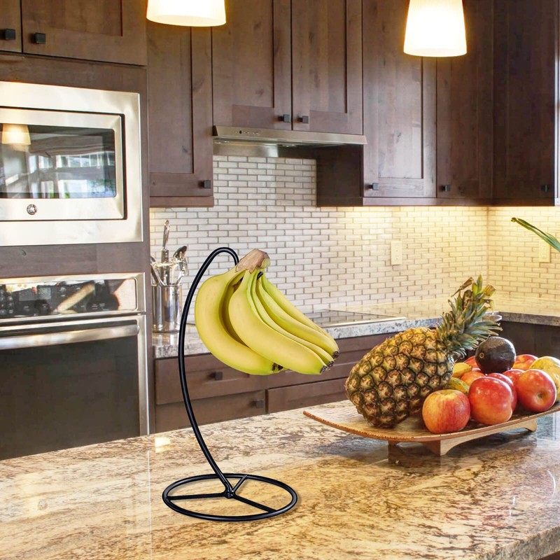 EGMEHOAD Banana Holder Stand, Banana Hanger Stand Black, Metal Bananas