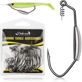 Dovesun 12PCS Weighted Swimbait Hooks Weighted Fishing Hooks Saltwater Freshwater Worm Weedless Hooks for Bass Fishing 5/0