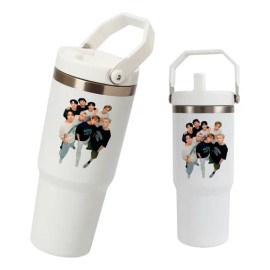 Termo Alto Acero Inoxidable Bts Integrantes Kpop 900 Ml Blanco