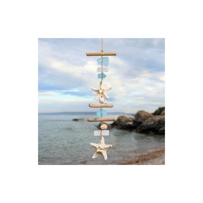 Coastal Starfish and Seashell Wall Decor with Driftwood