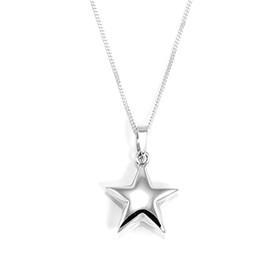jewellerybox Sterling Silver Puffed Hollow Star Pendant/Necklace/Pendants/Stars