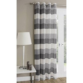 Mykonos Stripe Voile Panel, Grey 54"/137cm