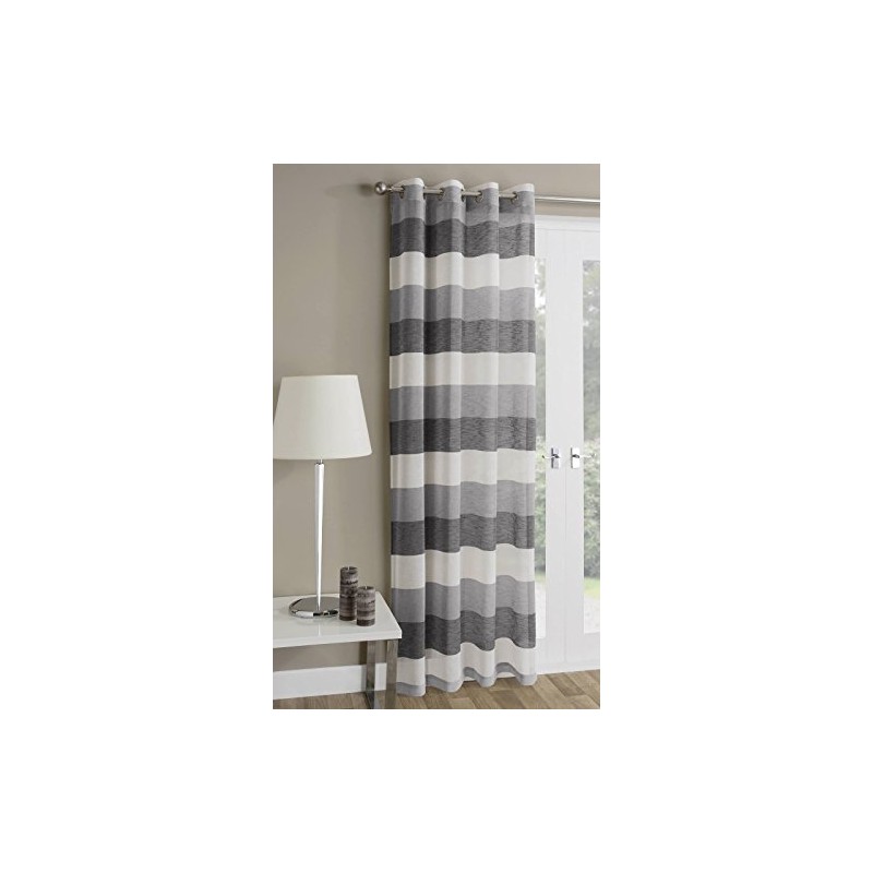 Mykonos Stripe Voile Panel, Grey 54"/137cm