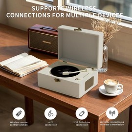 Yintiny Desktop Bluetooth 5.0 CD Player with Speaker, Portable CD Player for Home, Retro Suitcase CD Player【Soft Voice】, CD2-LH168