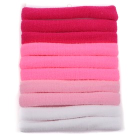 Mototrendz® 10 pcs Large Thick Stretchy Soft Hair Bobbles Girls Ponytail Holders Hair Elastics Super Soft Fabric Hair Ties Endless Snag Free Ponies for Girls Women Thick Hair (Assorted Pink mix)
