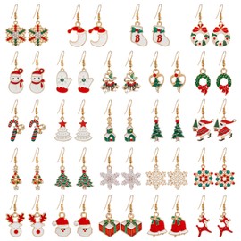 24 Pairs Christmas Earrings for Women, EBANKU Christmas Theme Drop Dangle Earrings Sets Christmas Drop Dangle Earrings Xmas Jewelry Earrings Set for Women Girls (A)
