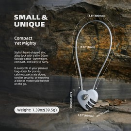 UP Security Combination Lock with Cable, Combo Lock with Code, Small Cable Padlock Combination for Travel Essentials, Luggage, Bike Motorcycle Helmet, Outdoor Fence Gate, Cabinet, Refrigerator Door