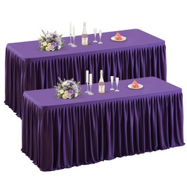 Shillance 2 Pack Purple Table Clothes for 4 Foot Rectangle Tables, Premium Polyester Rectangle Tablecloth Wrinkle Resistant Washable Table Cloth for Wedding, Party, Dining, Banquet, Buffet Tables