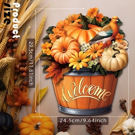 Fall Pumpkin,Fall Welcome Sign, Welcome Sign For Front Door,Welcome Porch Sign,Fall Pumpkin Decorations For Home,Fall Door Sign,Garden Decor For Outside-Fall Hanging Decor,Fall Christmas Wall Decor