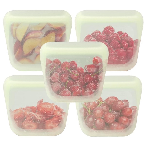 purifyou Set of 5 Reusable Silicone Storage Snack Bags 6oz