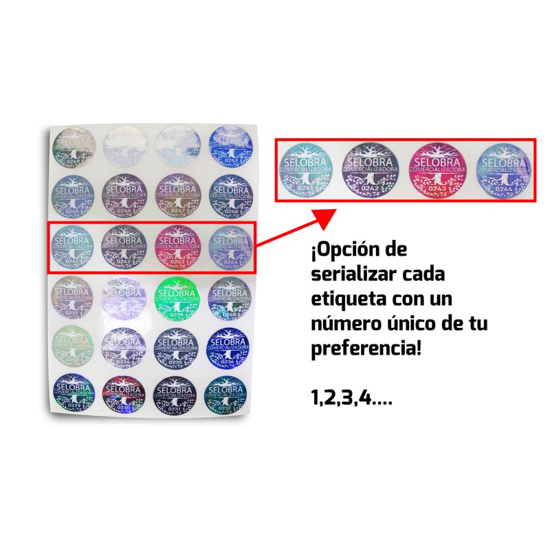 1000 Hologramas Personalizados de 20x20 mm Con Logo, Texto, Numeros,