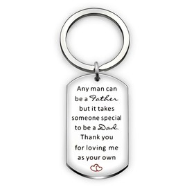 Key Chain Ring Step Dad Mom Papa Father Day Gift Men Jewelry From Daughter - Thank You For Loving Me As Your Own
