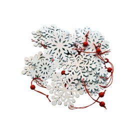 khevga Set of 18 Christmas Tree Ornaments Wood Snowflake Christmas Tree Decoration Snowflakes (White)