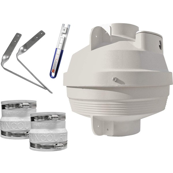 Suncourt RDK04-3 Radon Fan Mitigation Kit, Centrax Inline Centrifugal Fan with 4 inch to 3 inch Rubber Couplers, Indoor and Outdoor Installation