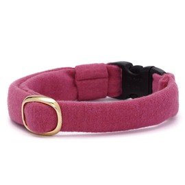 Popone Cat Ultra Stretch Cat Collar, Solid Color, Safety Buckle, Bell Included, Bald Resistant (Pink, S)
