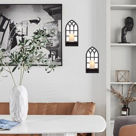 Generic 11.8 ""Candlestick Set - Elegant Black Wooden Wall Candlestick for Living Room, Bathroom and Dining Room - Stylish Candlestick Pair, hzy2002