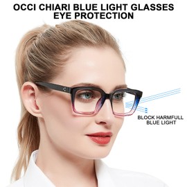 OCCI CHIARI Retro Bifocal Cheaters Reading Glasses - Full-Rimmed Classic Square Large Frame Crystal Clear - 1.0x