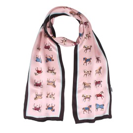 ANDANTINO 100% Silk Scarf for Women 59”*6.3” Long Shawls for Headscarf and Neck- Oblong Hair Wraps with Gift Packed (Pink-Horses)