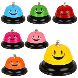 7 Pack Desk Bell Call Bell, 3.3 Inch Metal Anti-Rust Ringing Service Bell, Big Button Desk Bell for Service, Hotels, Schools, Restaurants, Hospitals, Reception and Pet Dog Training, 7 Color