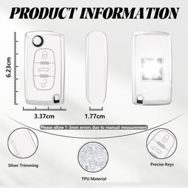 TOOMUME TOOMUME Schlsselhlle TPU, Autoschlssel Hlle Passt fr Peugeot 206 207 307 308 407 2008 3008 4007 5008 Citroen C1 C2 C3 C4 Picasso Berlingo, Schlsselcover Schutz Schlsselgeh?use - Flip Key