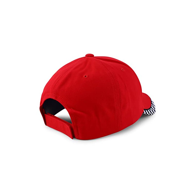 Armycrew Racing Flag Designed Bill Structured Baseball Cap - Red
