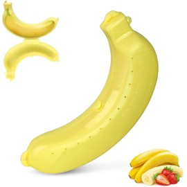 Banana Case, 19.5x13x4.4cm/7.6x5.1x1.7inch Banana Saver Container Banana Holder Banana Protector Cute Banana Protective Case Lunch Fruit Storage Box(Yellow)