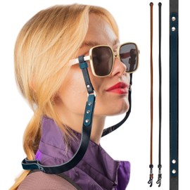 Luxitri Leather Glasses Strap - 7O cm Duotone Leather Eyeglasses Strap - Sunglasses Strap Holder Around Neck - Universal Fit