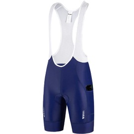 Przewalski Men's Cycling Bike Bib Shorts with Phone Pockets,4D Padded Breathable Biking Bicycle Bib Tights Blue