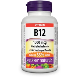 Webber Naturals Vitamin B12 1000 mcg, Quick Dissolve, 80 Tablets, Supports Energy Production and Metabolism, Vegetarian