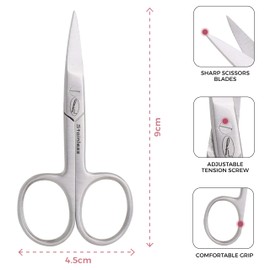 Fine Lines - Thick Nail Scissors - Stainless Steel CURVED Scissor for Women & Men - Silver Manicure Scissors for Nails, Cuticle & Hair Trimming - Suitable for Manicure, Pedicure, Hair & Beard Grooming
