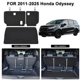 MJBYMAT Cargo Mat for 2011-2025 Honda Odyssey & Backrest Mat,TPE All Weather Protection Car Trunk mat Covering The Backrest Accessories - Black