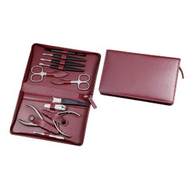 Manicure Case, Nappa Full Cowhide Leather, Bordeaux, Rustproof, 1 Item