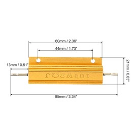 PATIKIL 2 Pcs 100W 2 Ohm Aluminium Case Resistor Housing Wire Resistors Screw Tap Power Resistor Gold Tone