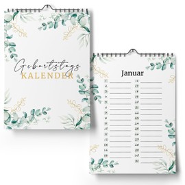 Birthday Calendar Year Independent - Perpetual Calendar Undated for Entering Birthdays (Eucalyptus, A5)