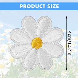 Pack of 20 Iron-On Patches Daisy Flowers Iron-On Patches Exquisite Embroidery Iron-On Patches Applique Jacket Jeans Patches for Iron-On Craft DIY Decorative Patches Adults Children