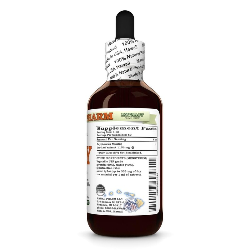 Bay (Laurus Nobilis) Dry Leaf Glycerite, Made in Hawaii, All