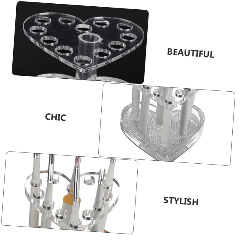 MERRYHAPY Acrylic Lip Liner Stand Makeup Brush Holder 2pcs Heart