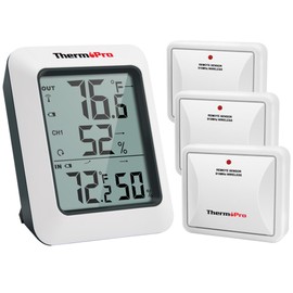 ThermoPro TP60-3 Digital Hygrometer Indoor Outdoor Thermometer Wireless Temperature and Humidity Gauge Monitor Room Thermometer with 500ft/150m Range Humidity Meter