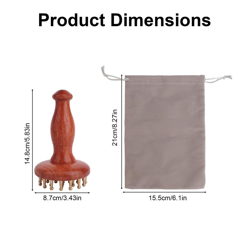 Penitue Meridian Massage Brush with Handle, Pure Copper Teeth Body
