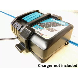 Makita Wall Mount For Makita DC18RC Charger With Optional 18V Battery Mounts - 1-Sided 1-Battery, 4 Battery Mounts