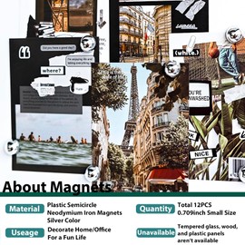 Janvelle Silver Fridge Magnets 12PCS Small Round Magnet for Refrigerator Decor 0.71inch Cute Photo Decorative Magnet Set Mini Magnets for Office Whiteboard